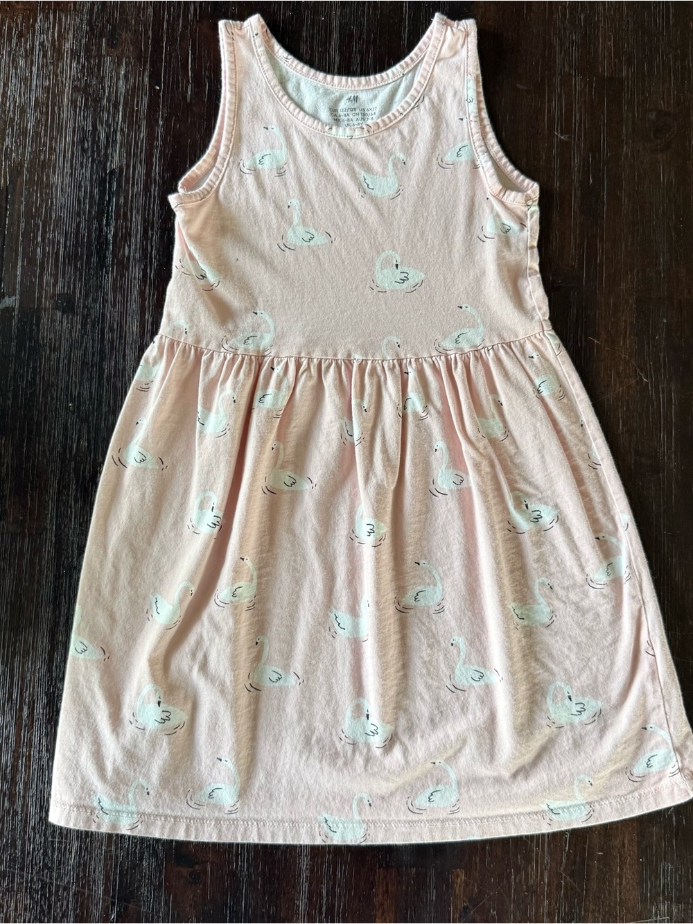H&M Light Pink Tank Dress with Swan Print